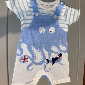 Blue Octopus Baby Romper